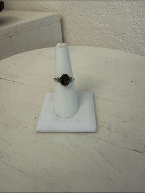 10k Gold Ring with Smokey quartz and blue topaz